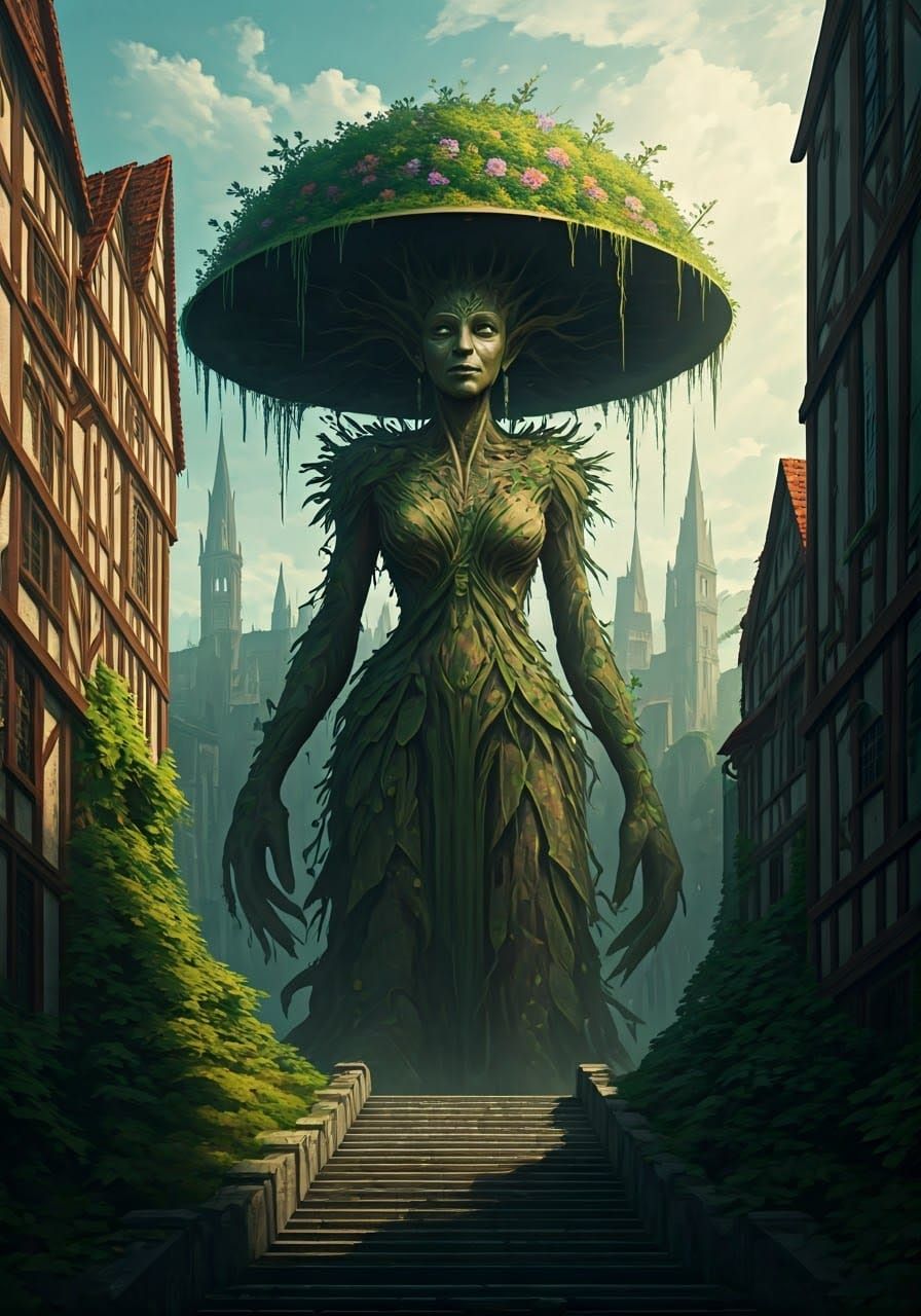 Giant Dryad in City with Botanical Hat
