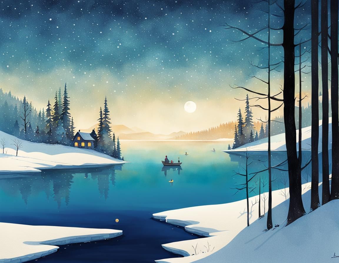 Winter Lakeside Home in Storybook Style