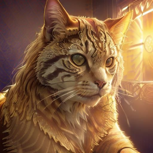 Ghost Cat in Modernist Room: Photorealistic Concept Art