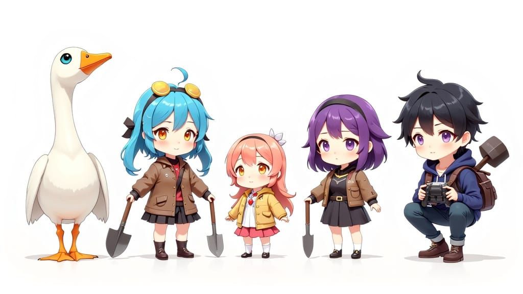 Chibi Character Lineup in Anime Style
