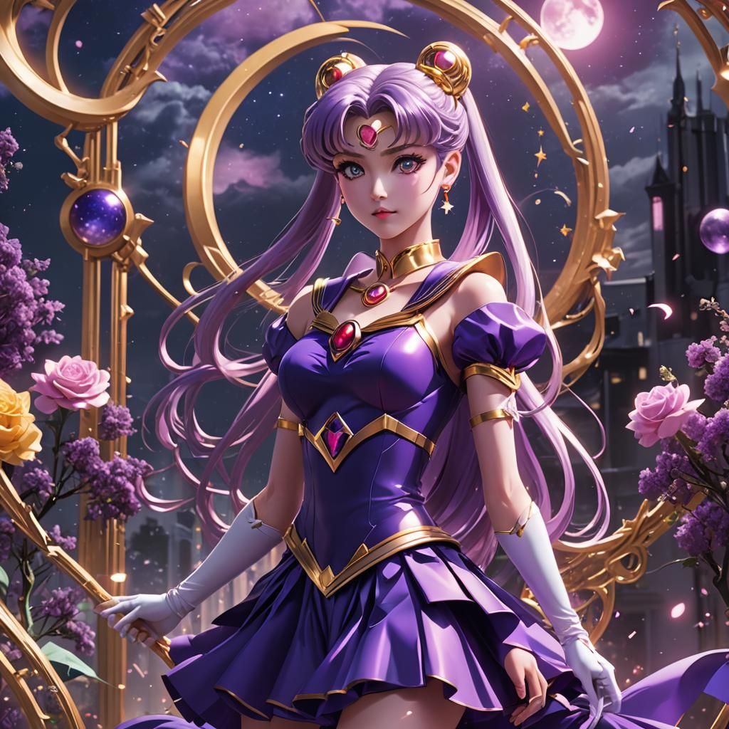 Anime Sailor Scout in Purple Dress