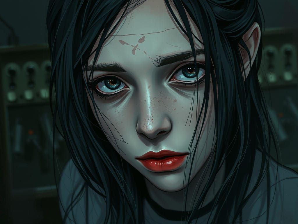 Fragile yet Fierce Emo Girl in Moody Portrait