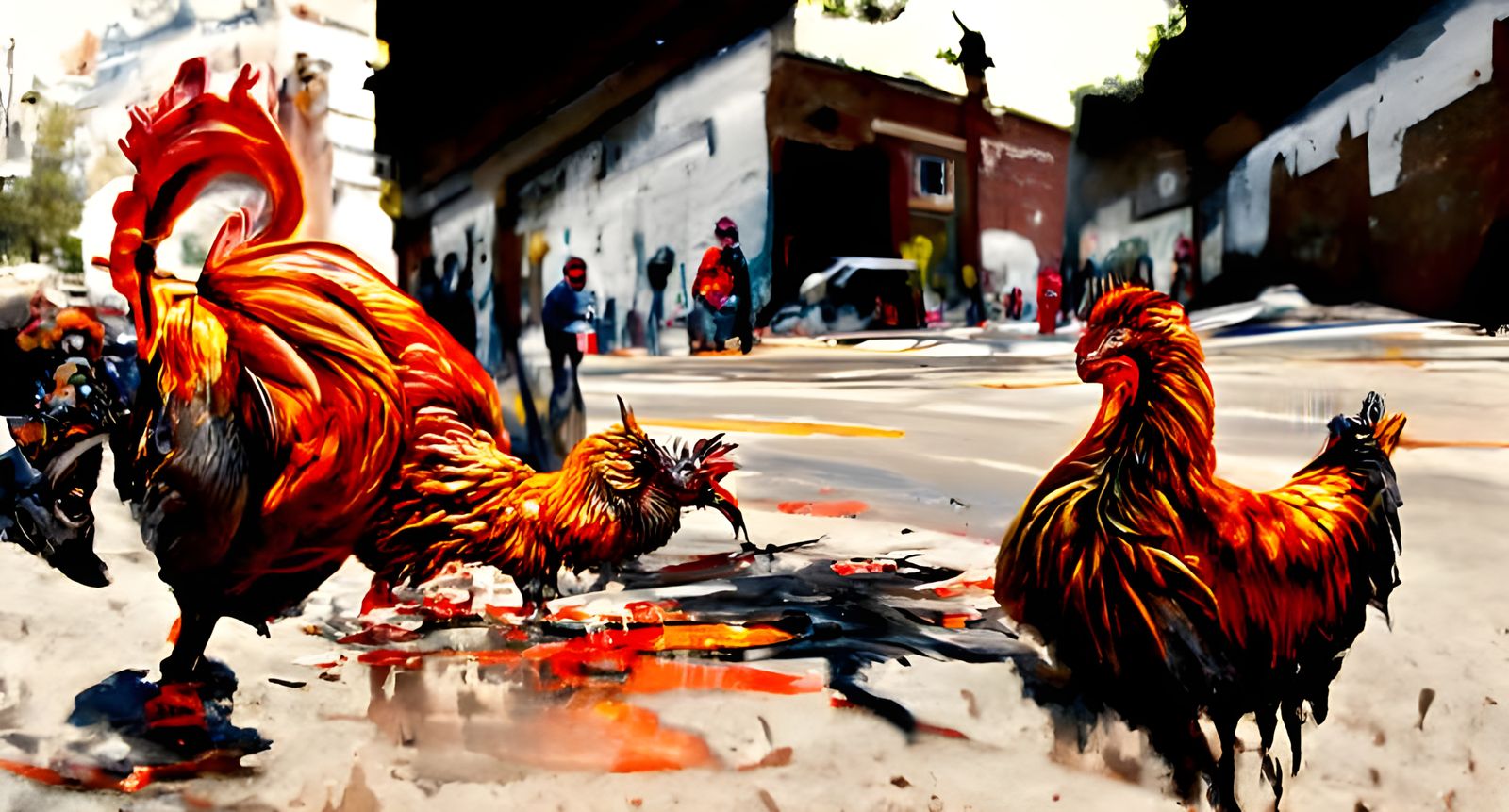 Rooster in Danger: Hyperdetailed Street Art