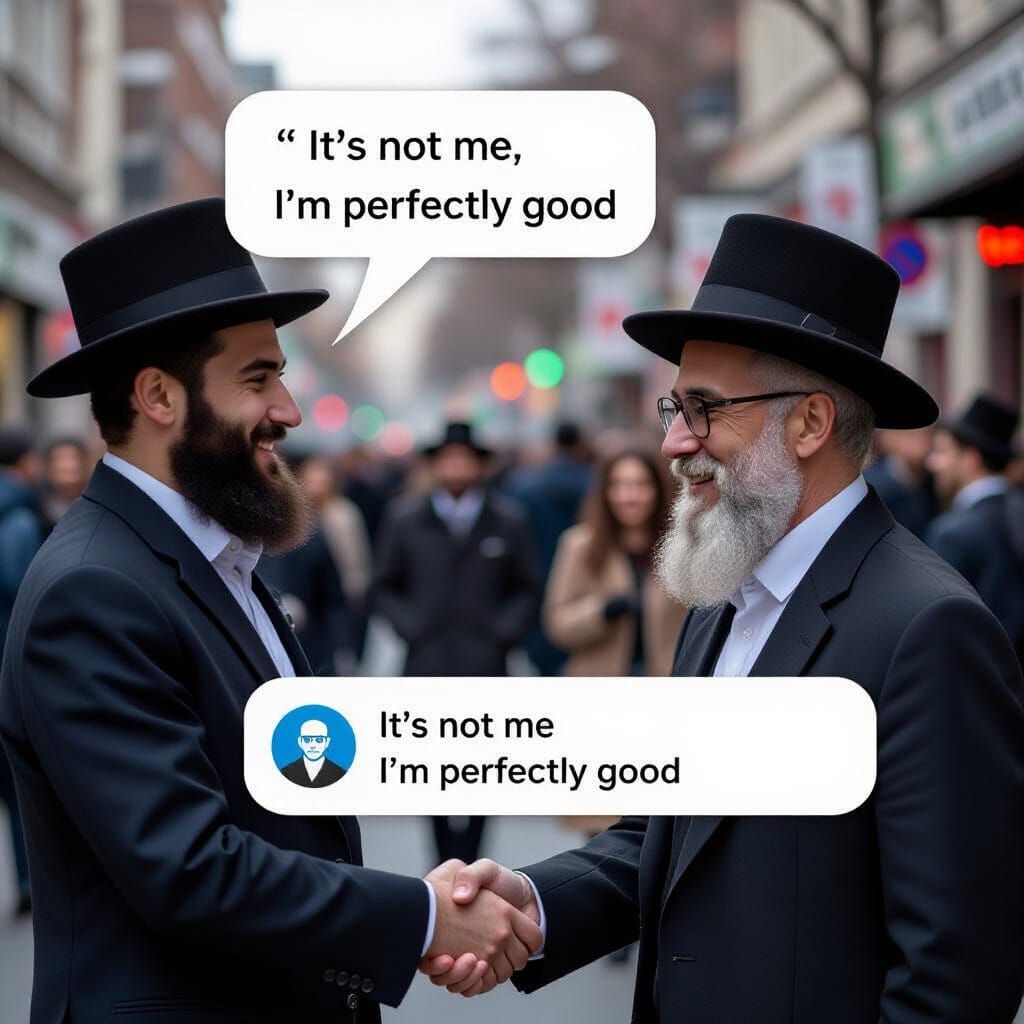 Man Offers Handshake to Smiling Orthodox Jew