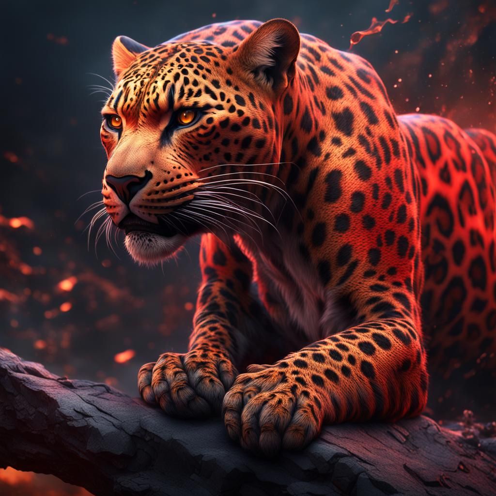 Magma Leopard Fantasy Concept Art