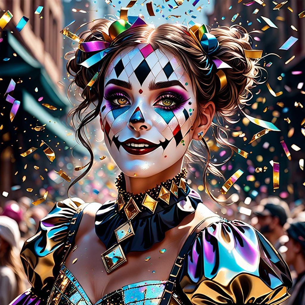 Confetti Harlequin in Metallic Fantasy Land