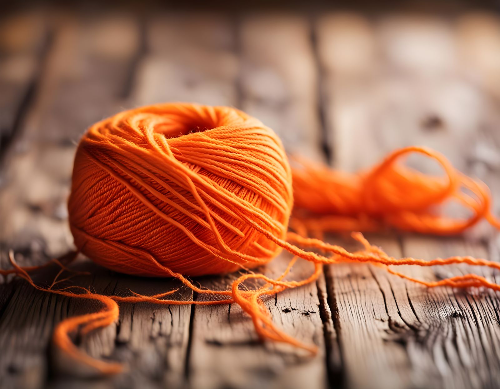Orange Yarn Ball in Sharp Focus