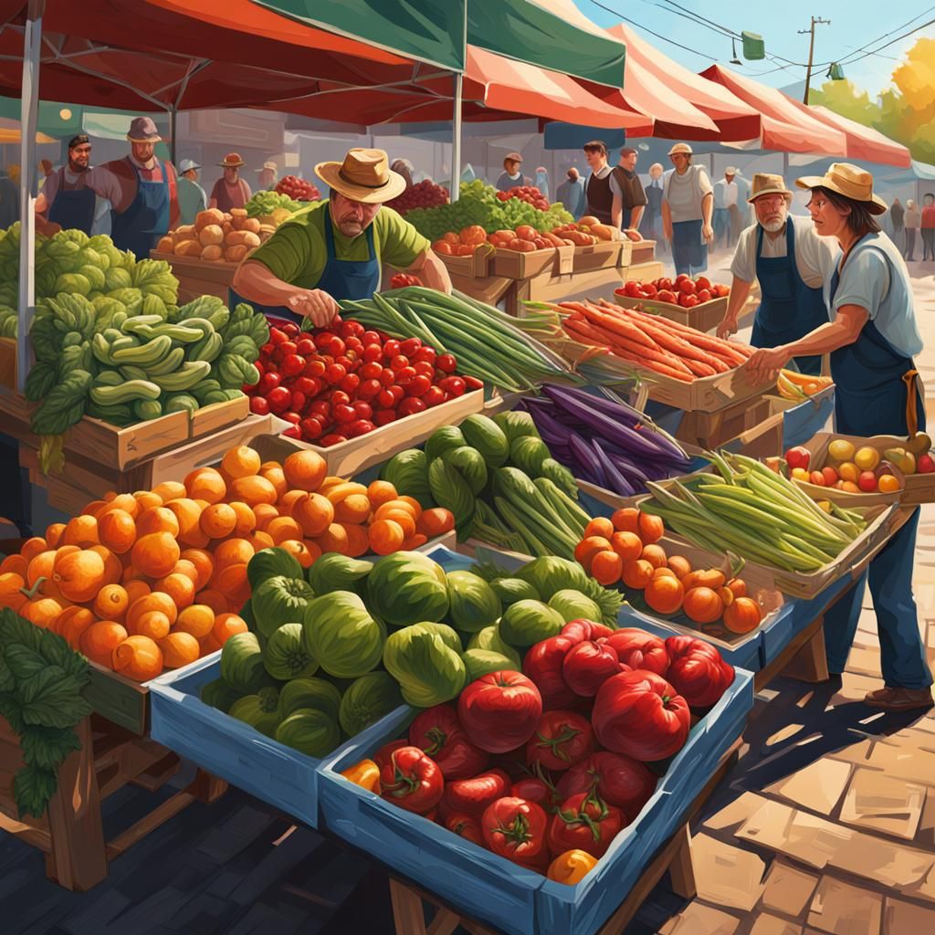 Hyperrealistic Farmers Market in Canada: Splash Art