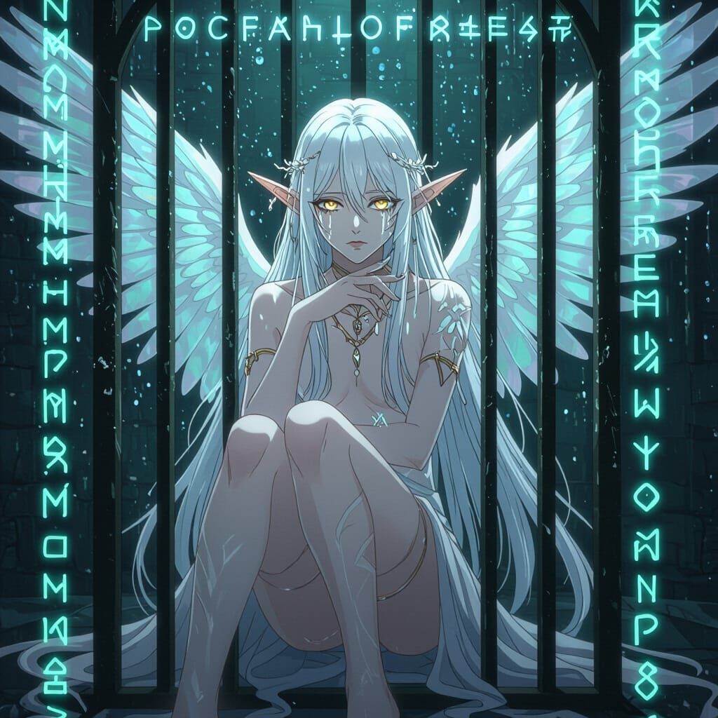 Ethereal Elf in Enchanted Prison: Anime Style