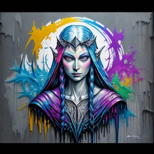 Galadriel in Colorful Graffiti Street Art