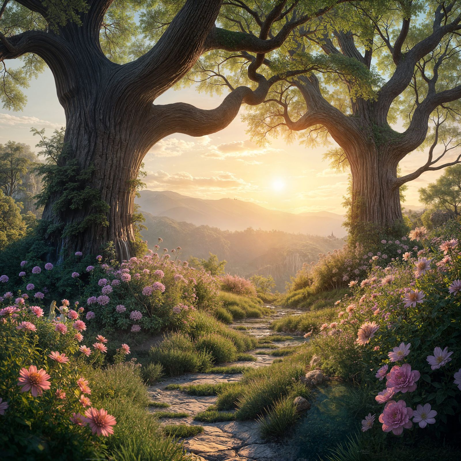 Elegant Wedding Save-the-Date with Scenic Fantasy Art