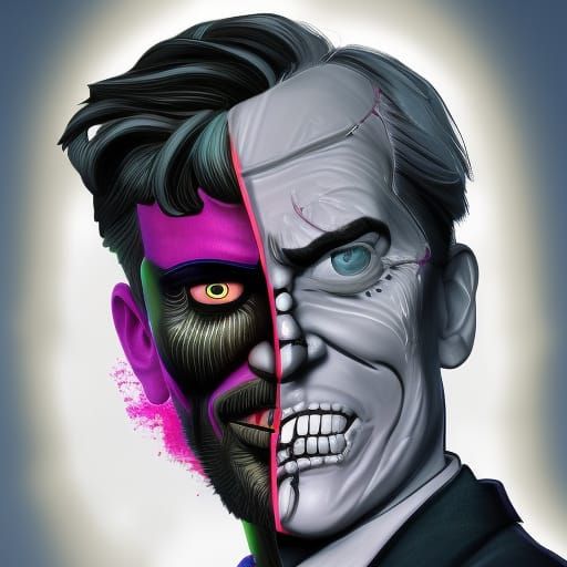 PewDiePie as Two-Face in Pixar Style