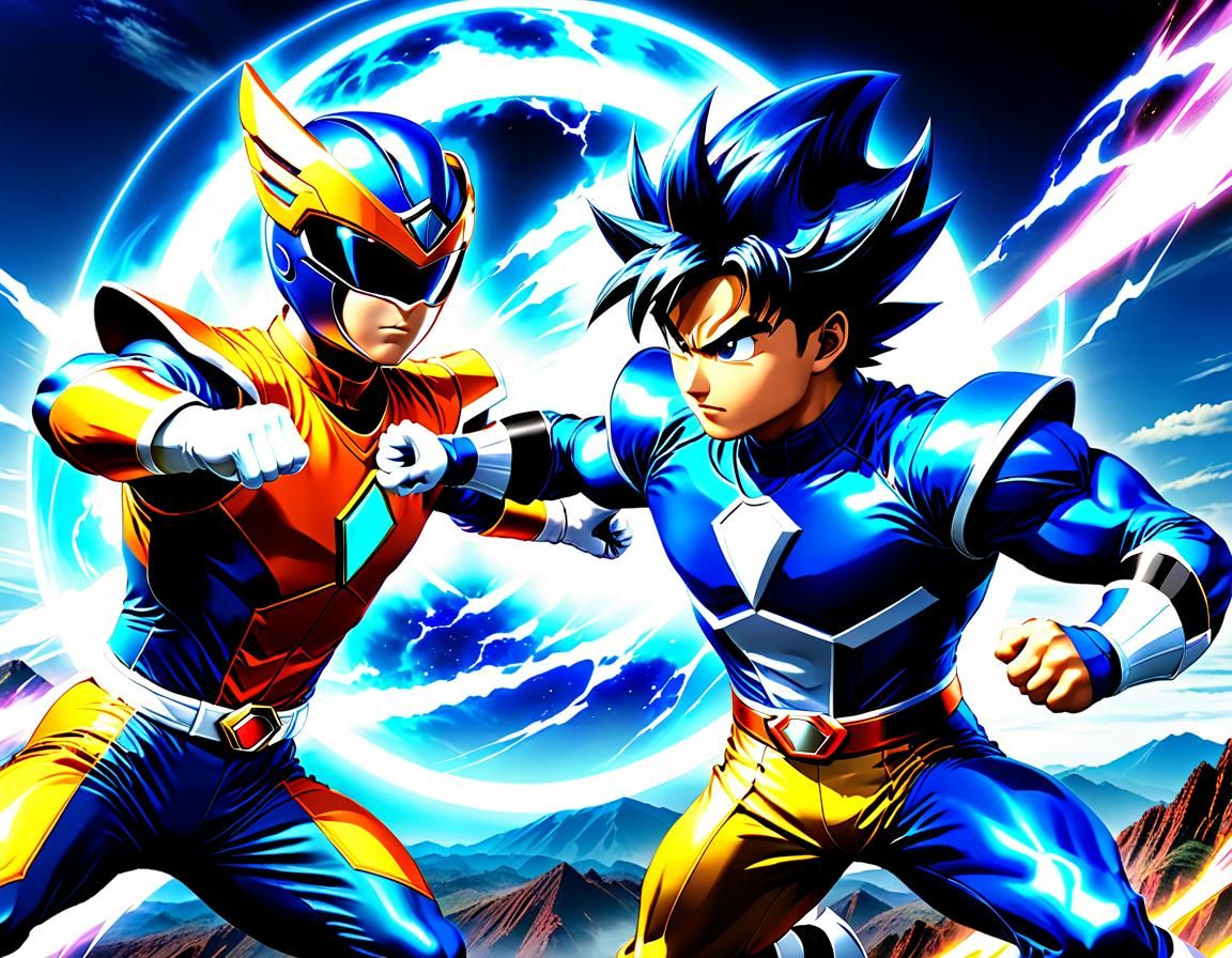 Blue Power Ranger vs Goku: Energy Blast Fight