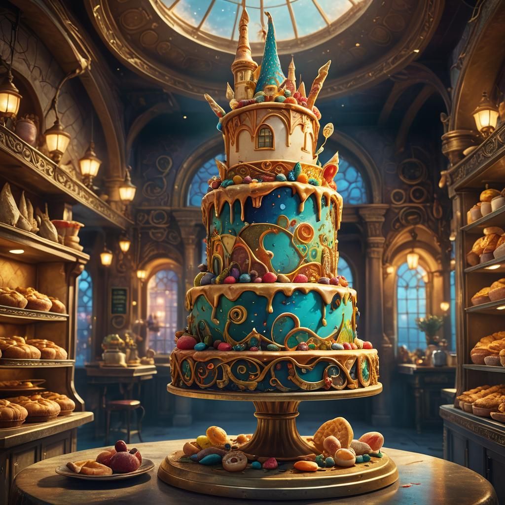 Anchovy Cake Fantasy Concept Art in Mystical Bakery