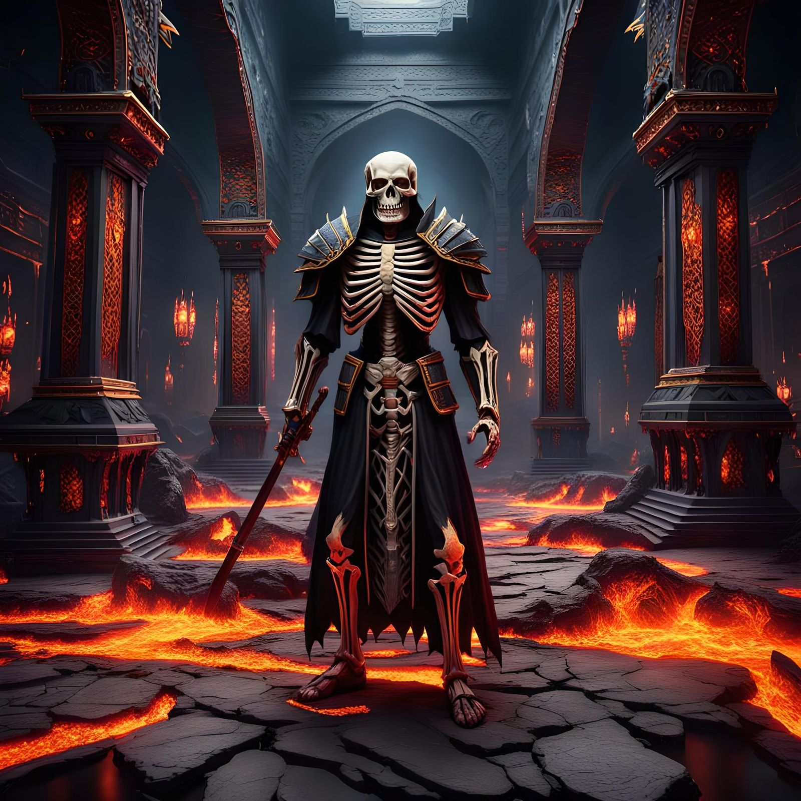 Dark Skeleton Emperor in Lava Palace