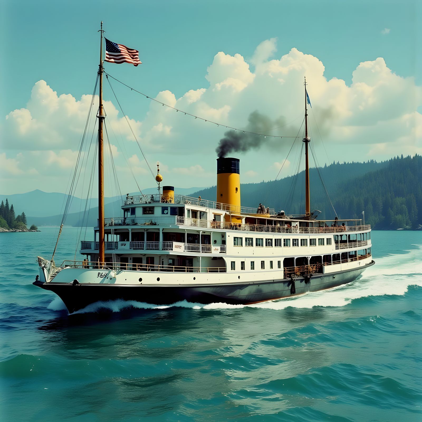 Vintage Ferry Boat in Classic Maritime Style
