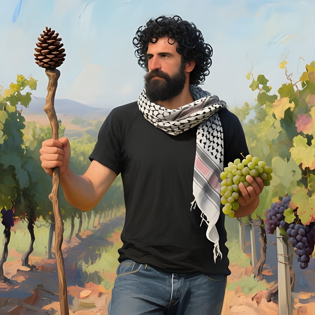 Vineyard Shepherd: An Impasto Painting
