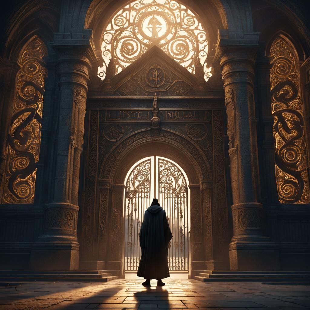 Ornate Gothic Gatekeeper in Dark Academia Style