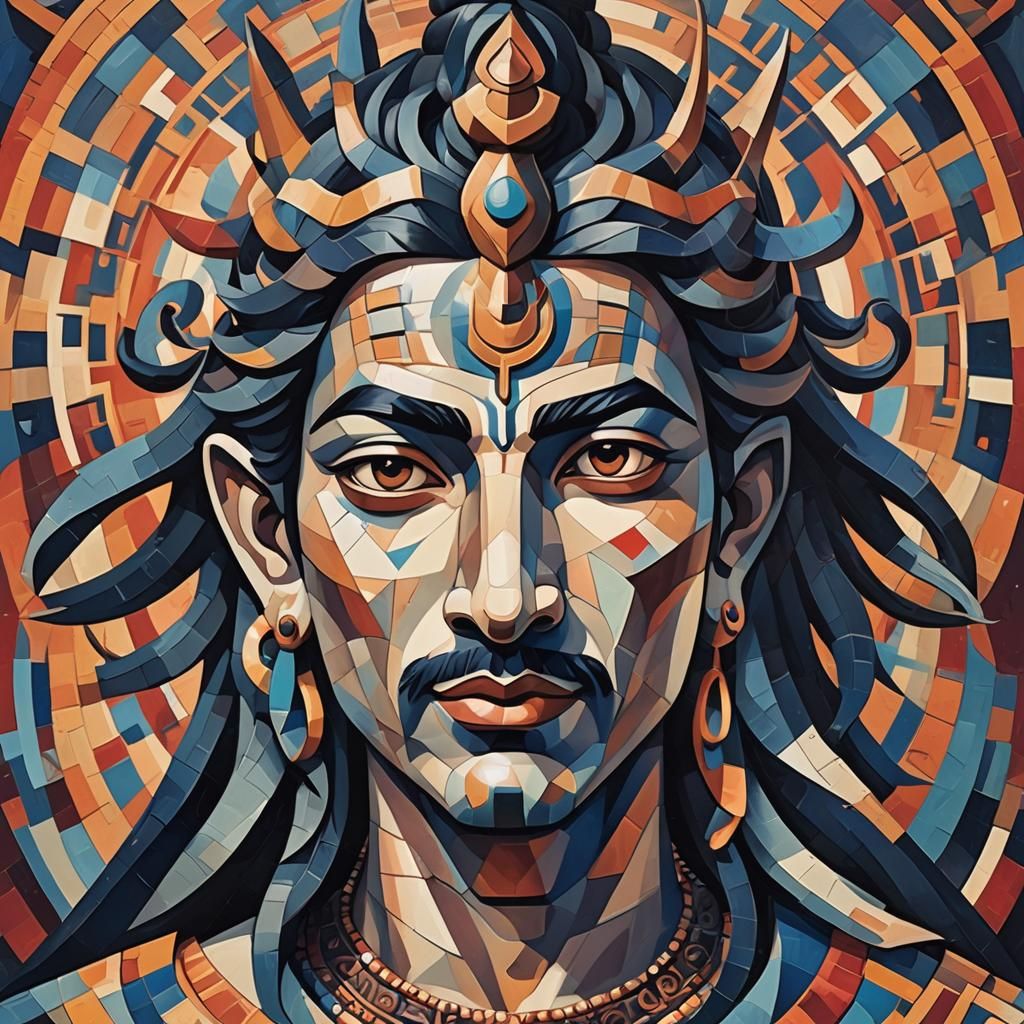 Shiva as a Cubist Art Deco Painting