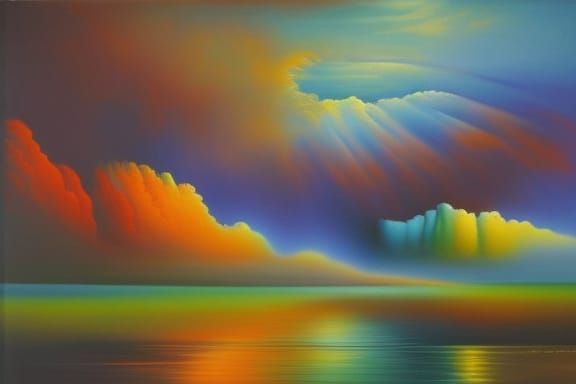 Rainbow Rain: A Surreal Pointillist Reflection