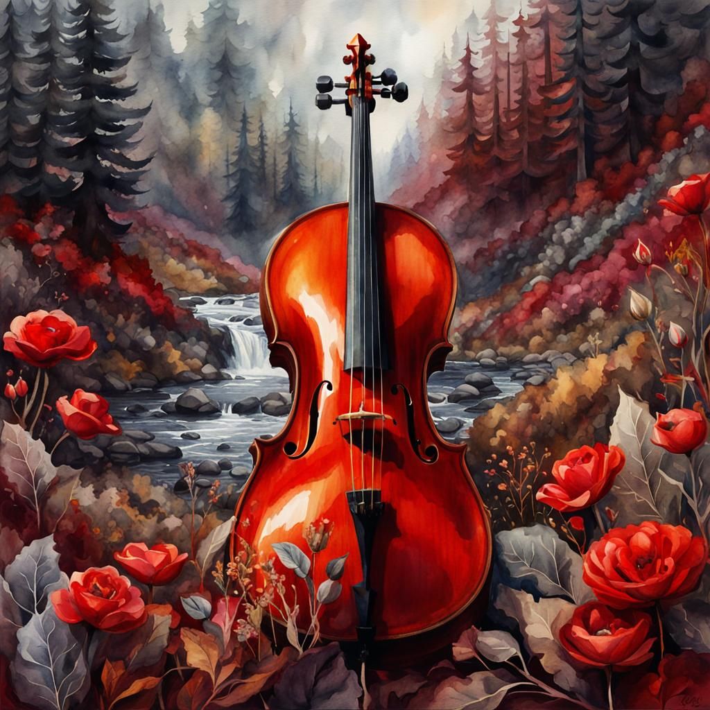 Wilderness Cello in Watercolour Style
