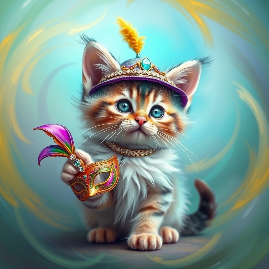 A Fluffy Mardi Gras Kitten 3