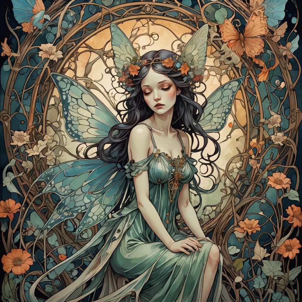 Fairy's Abstract Art Nouveau Demise