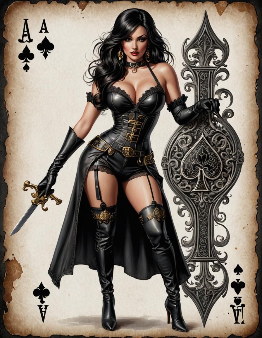 Ace of Spades Pinup Girl Hyperrealistic Playing Card