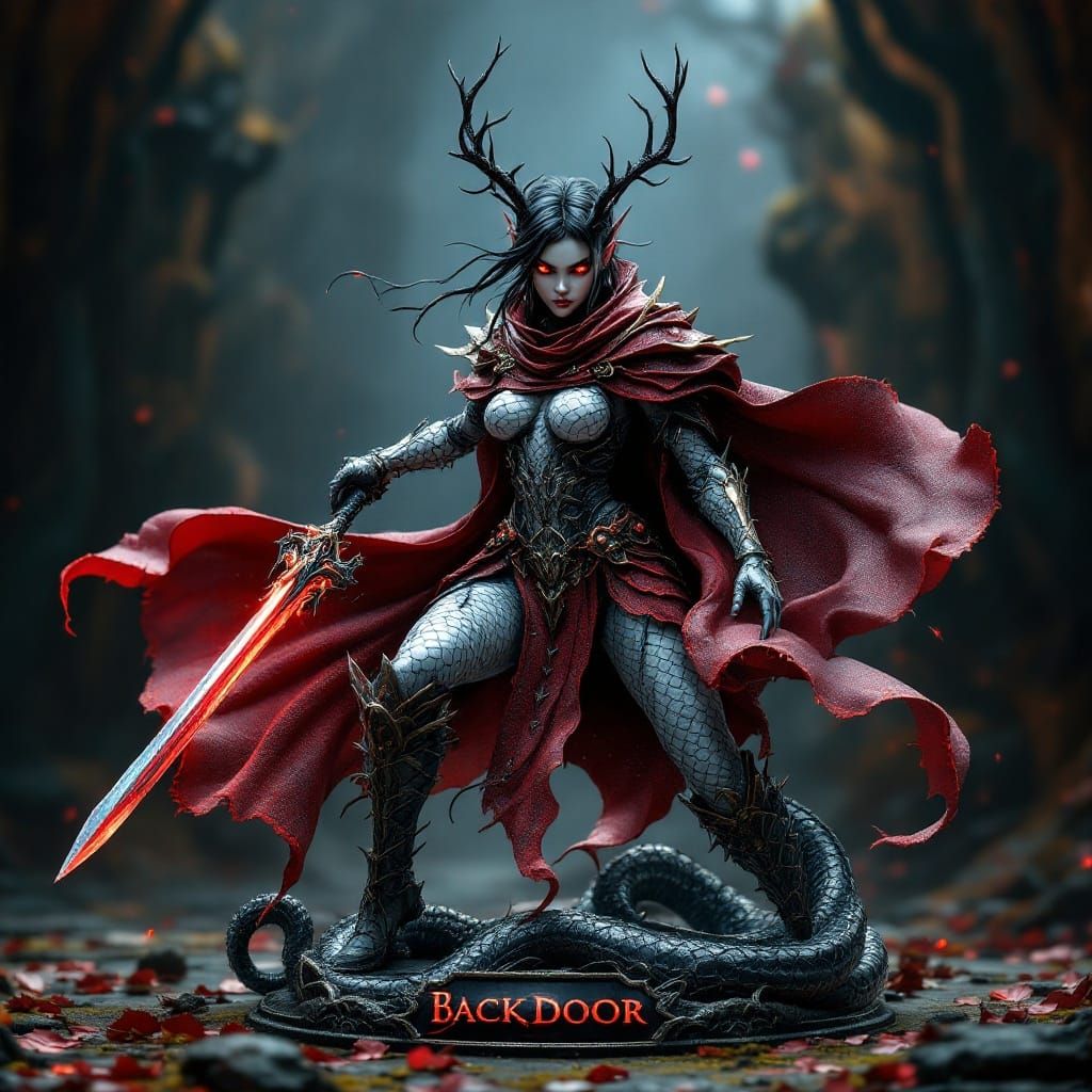 Majestic Goth Elf Action Figure in Dark Fantasy Armor