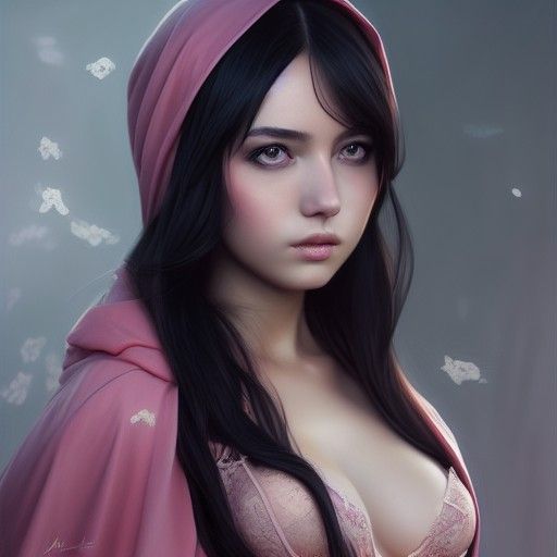 Beautiful Woman in Pink Hijab: Hyperrealistic Portrait