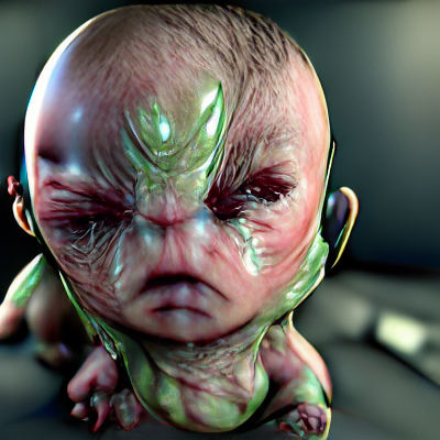 Alien Hybrid Fetus in Bioluminescent Rendering