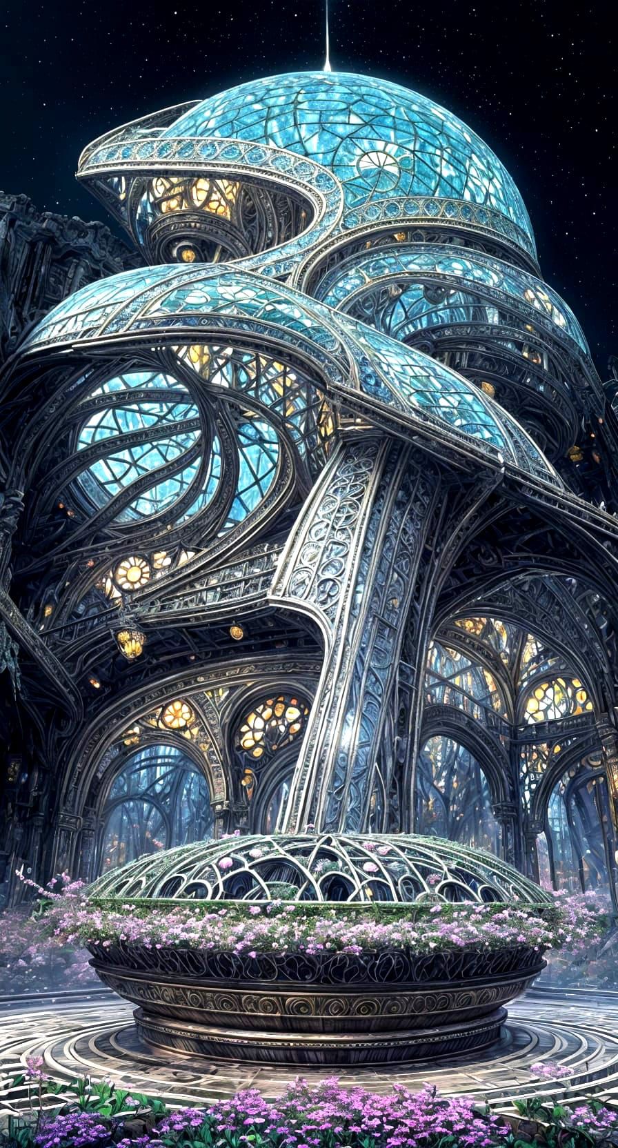 Surreal Mansion in Hyperrealistic Cyberpunk Style