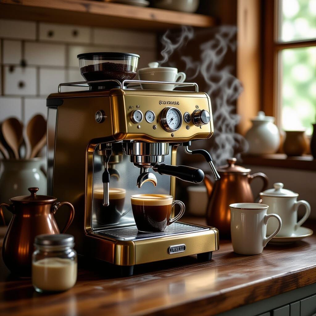 Vintage Espresso Machine Still Life in 4K
