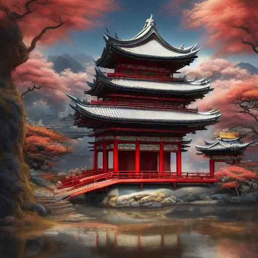 <lora:Eastern:1.0> Japanese style pavilion garden