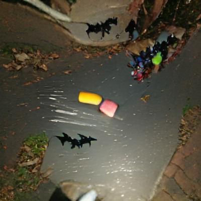 Trick-or-Treaters in a Suburban Neighborhood
