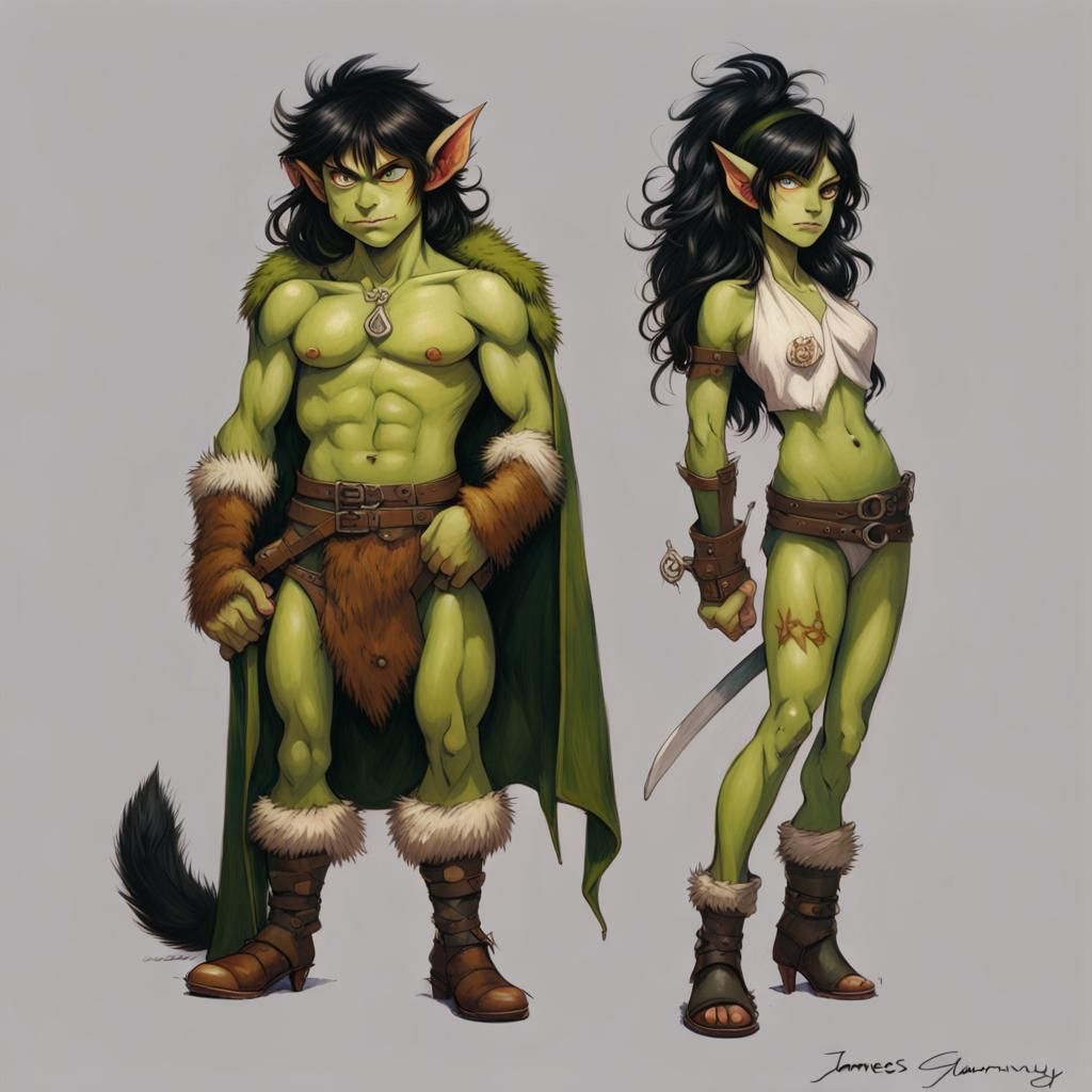 Cute Goblin Barbarian in Anime Style
