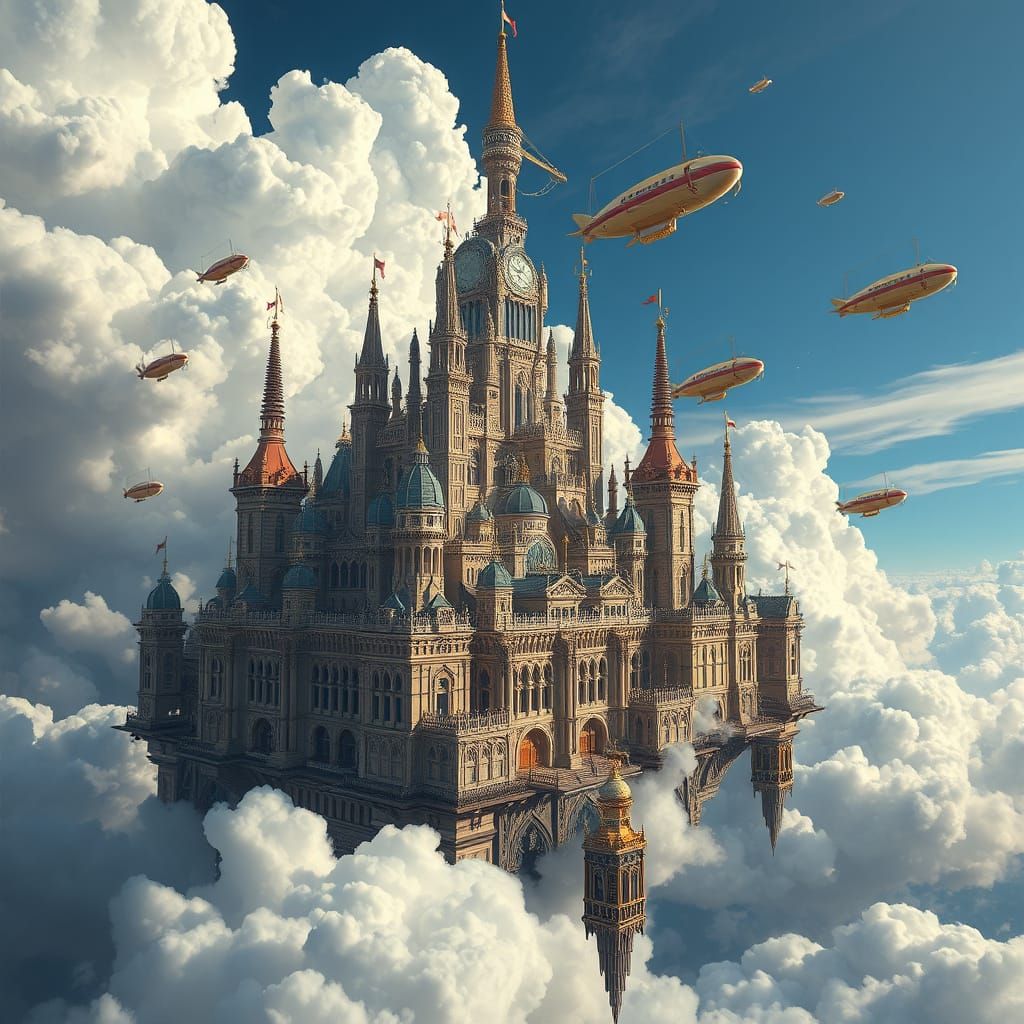 Floating Cityscape in Vibrant Colors