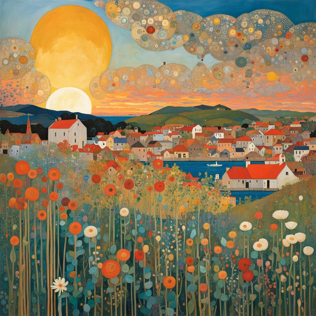 Expressionist Sunset Over the Sea