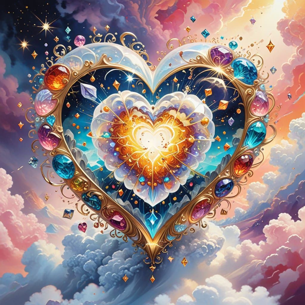 Glowing Gemstone Heart in Candyland Wonderland