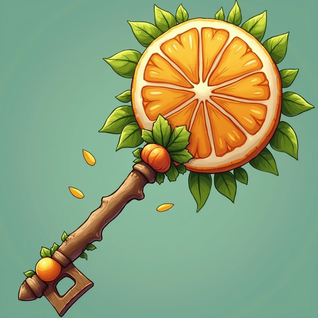 Citrus Keyblade in Miyazaki-Inspired Whimsical Style