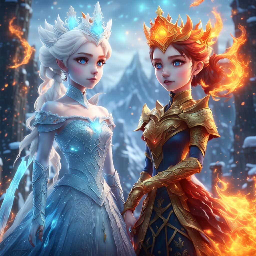 Ice Queen vs Fire Queen: Anime Concept Art