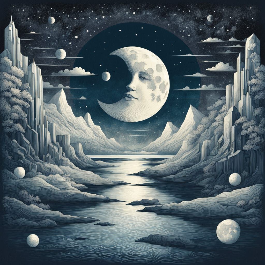 Ethereal Lunar Design in Minimalist Style