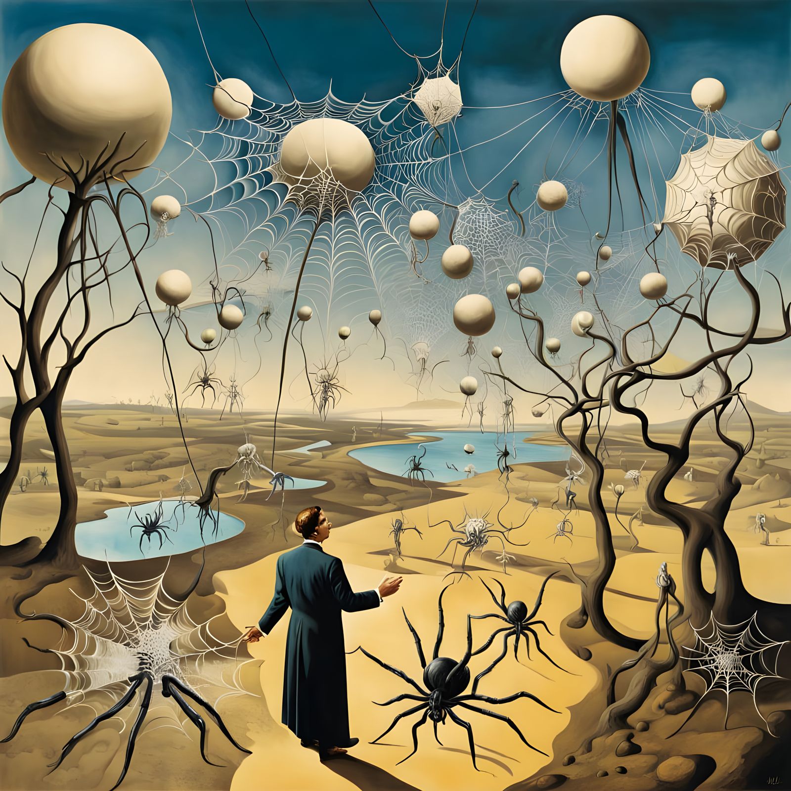 Surreal Spiderweb World in Dali Style