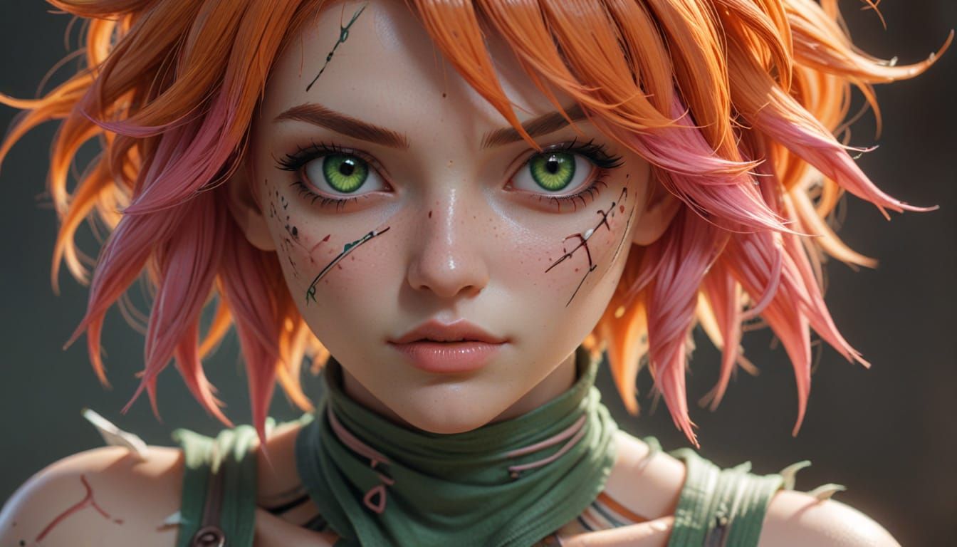 Gwen Tennyson as a Bandaged Monster Girl in Anime Art