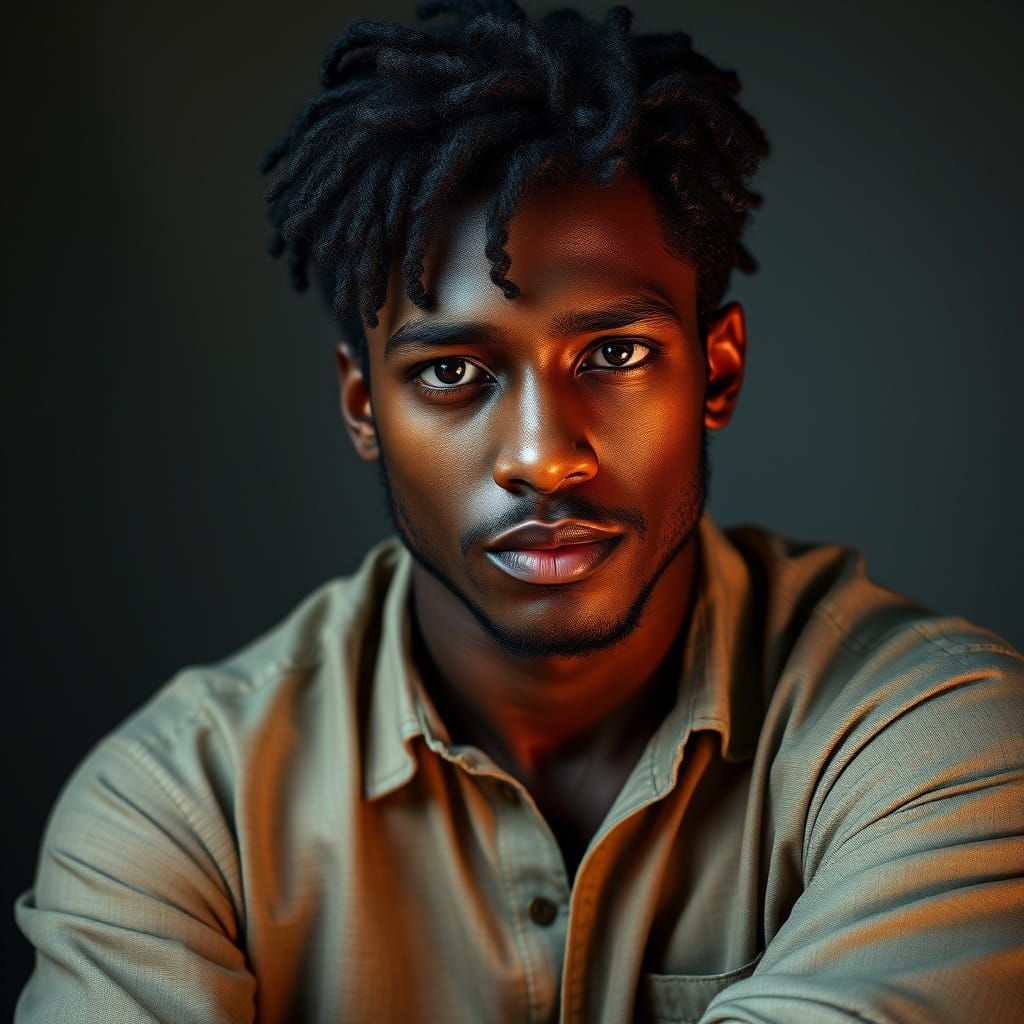 Dramatic Portrait of a Young Man in Digital Art Style