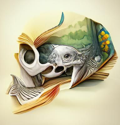 Surreal Fish Skull Composition