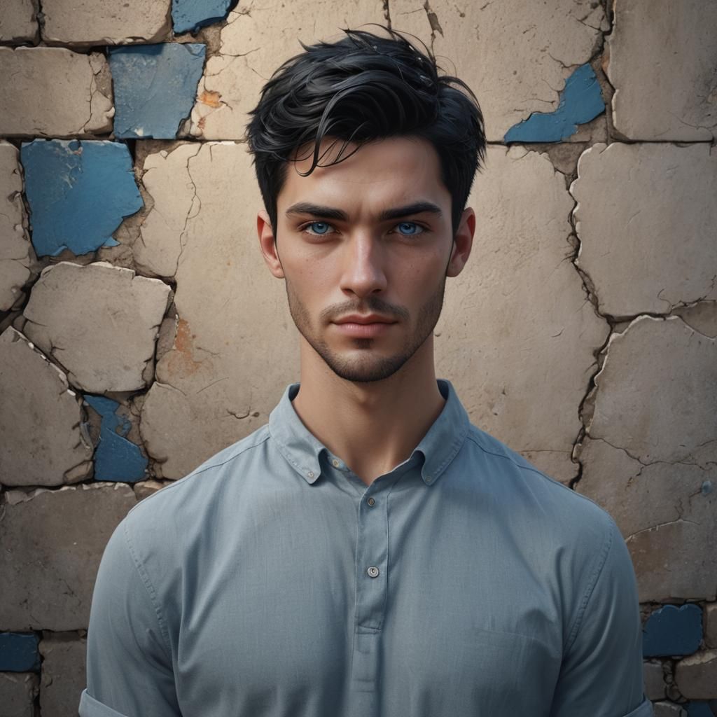 Handsome Male Model Headshot in Fantasy Art Style