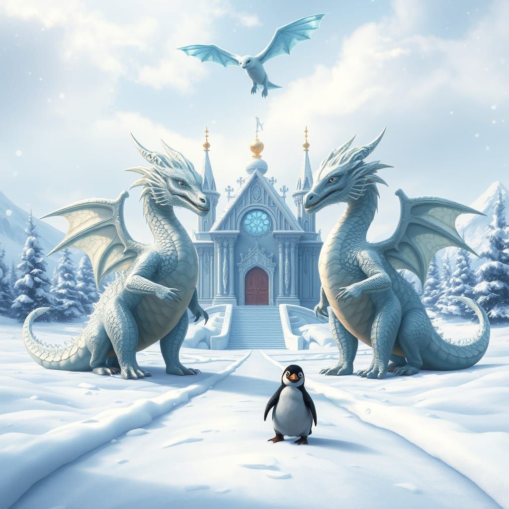 Majestic Ice Palace Guarded by Winter Dragons and a Curious ...