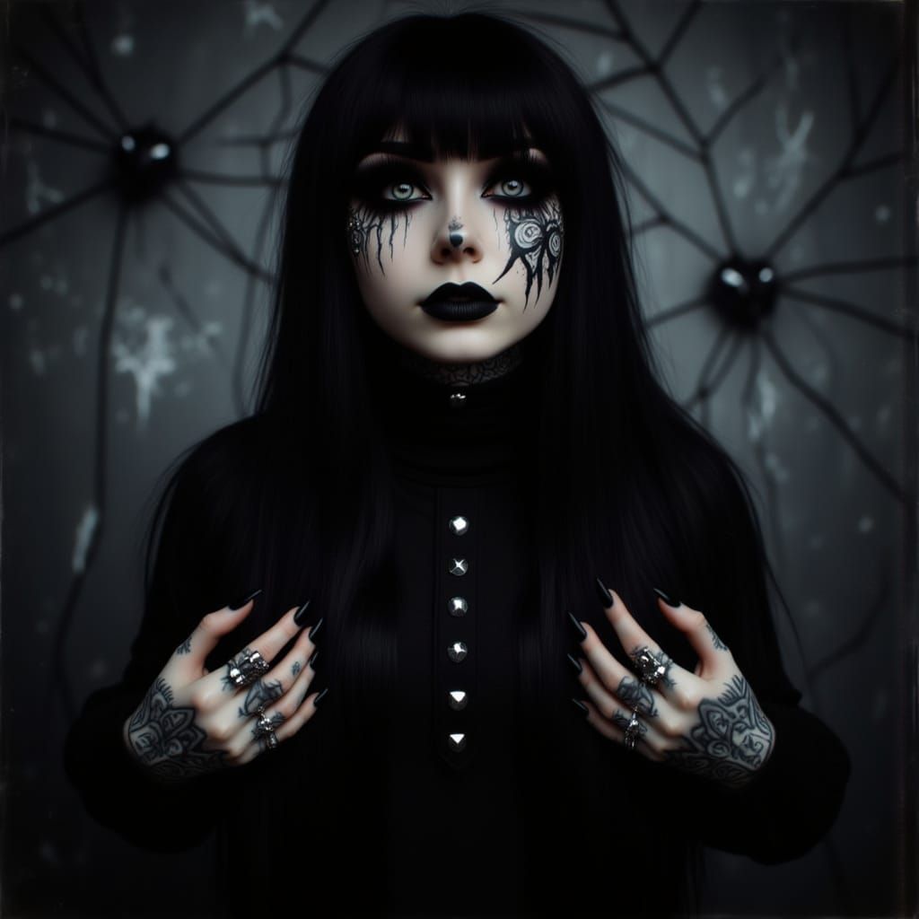 Goth Woman Dancing in Graveyard