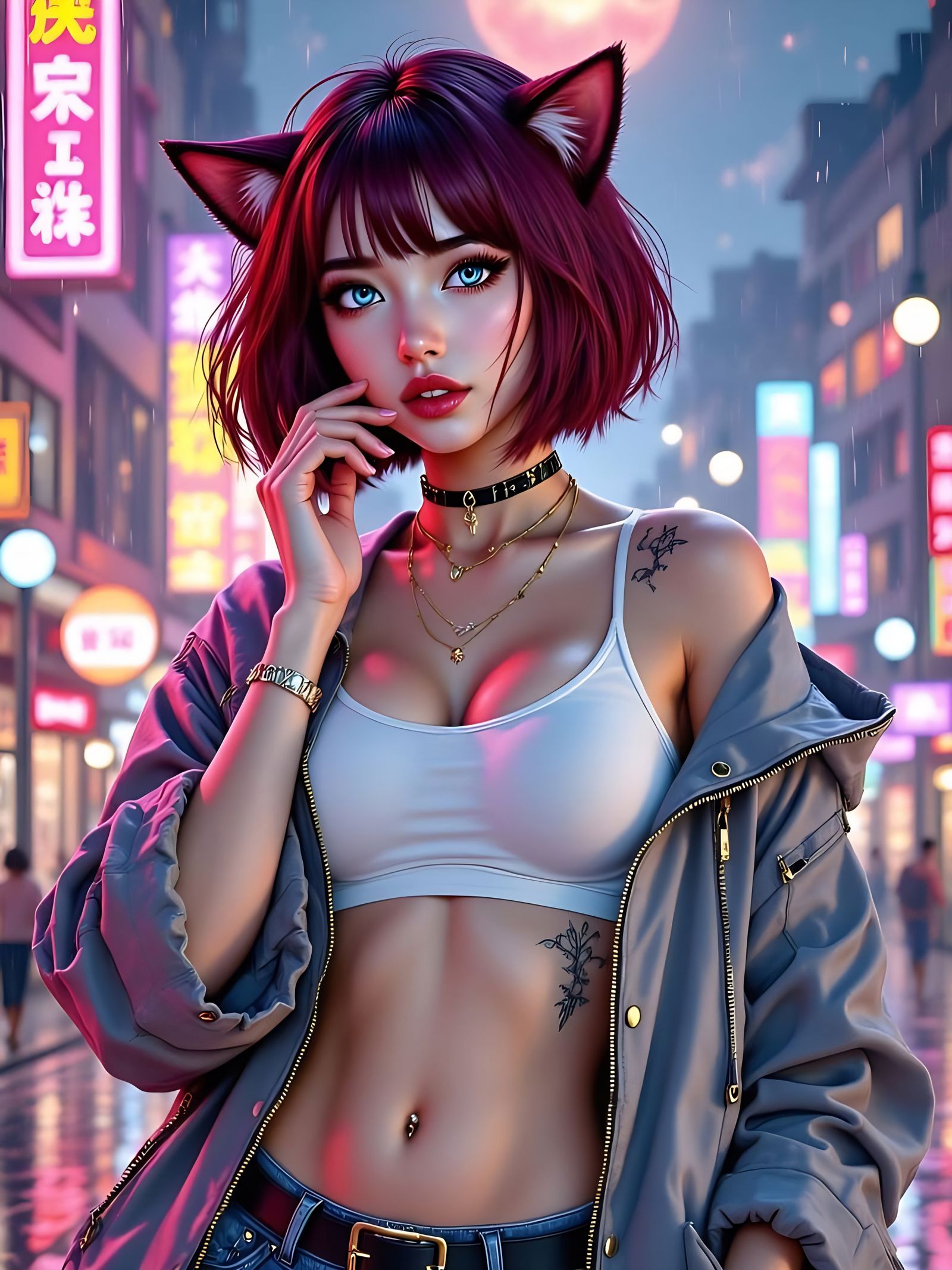 Cyberpunk Goddess of the Neon Night